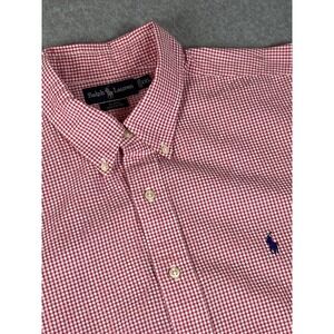 Polo Ralph Lauren Seersucker Pink & White Plaid 2XL XXL Men's Short Sleeve Blake